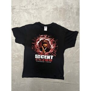 50 Cent The Final Lap Tour 2023 Graphic T Shirt Black Adult Size Large